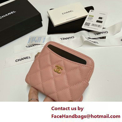 Chanel Grained Calfskin  &  Gold-Tone Metal Zip Coin Purse AP2061 Light Pink 2025